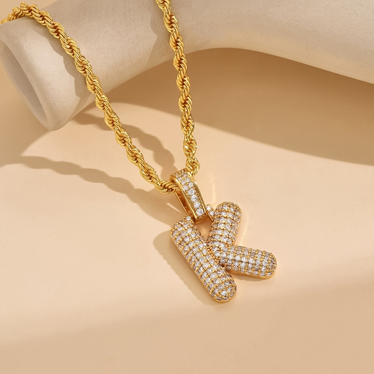 18K Gold Plated English Letter Full Of Luxury Chain Pendant Necklace Party Festival Jewelry Gift