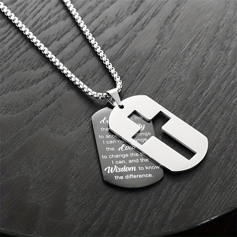 1pc Stainless Steel Dog Tag Cross Necklaces For Men