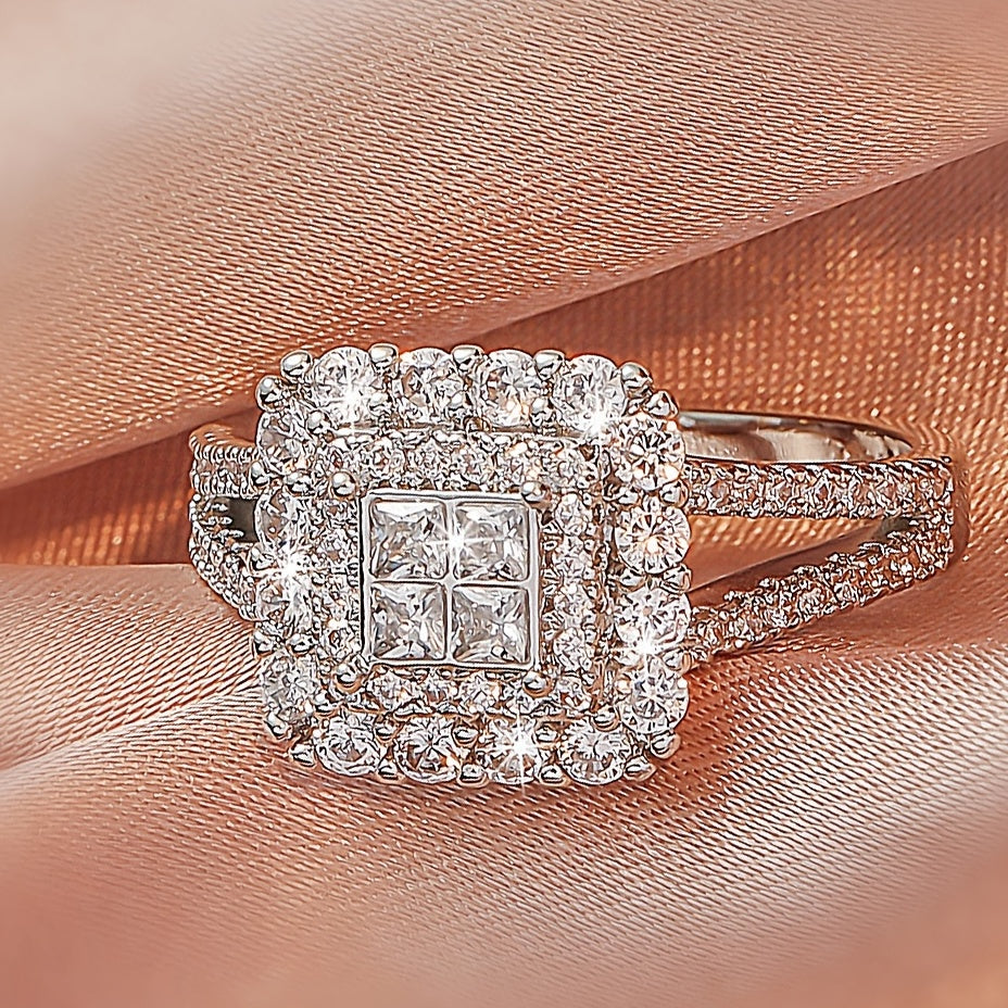 White Synthetic Zirconia Large Multi Row Rings