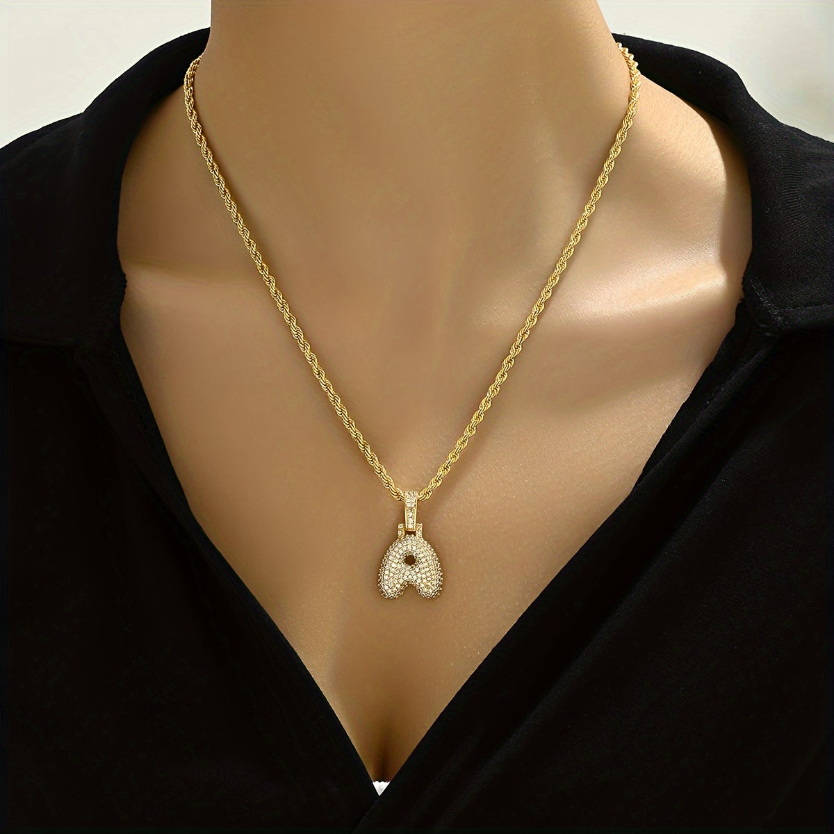 18K Gold Plated English Letter Full Of Luxury Chain Pendant Necklace Party Festival Jewelry Gift