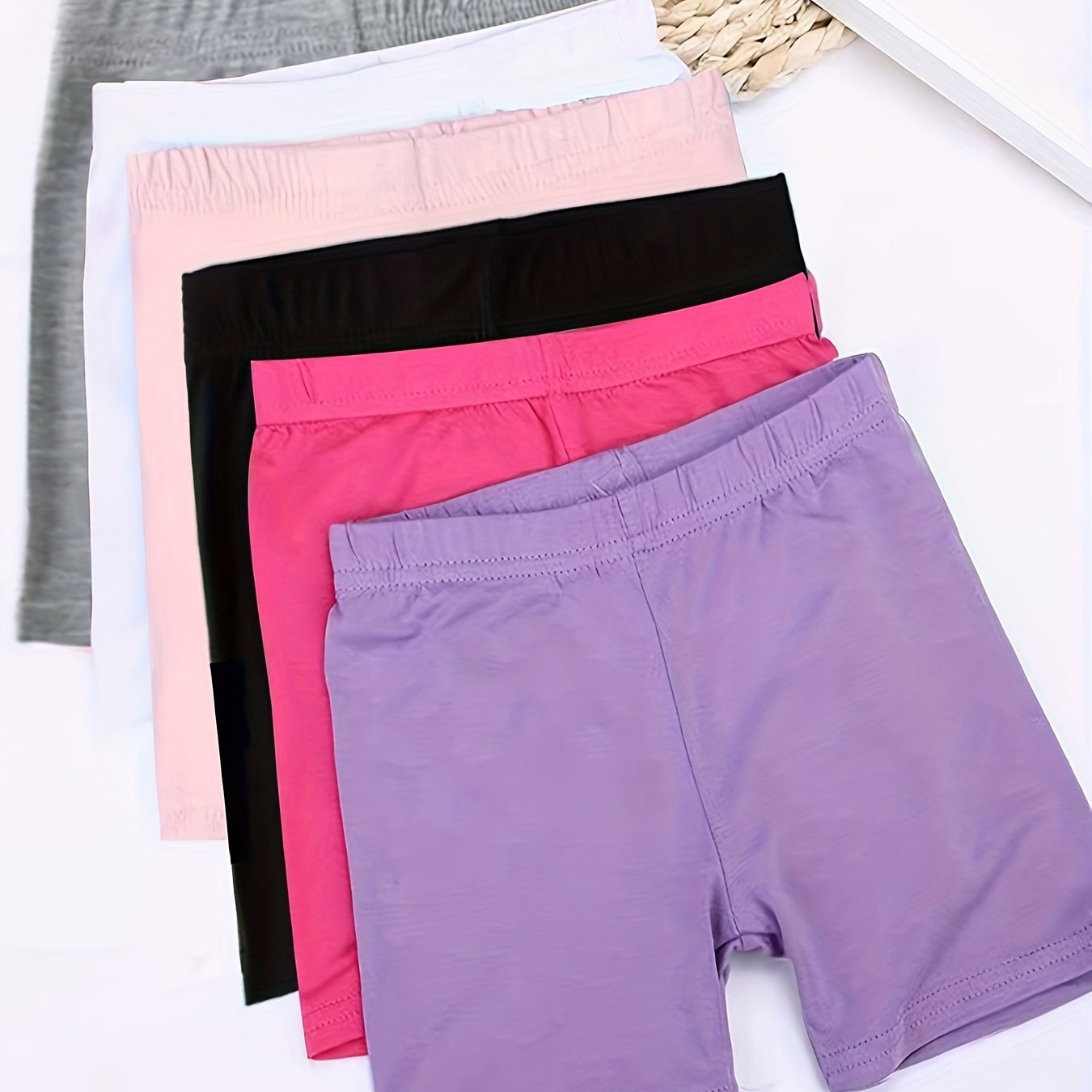 6pcs Girls Elastic Comfy Shorts,