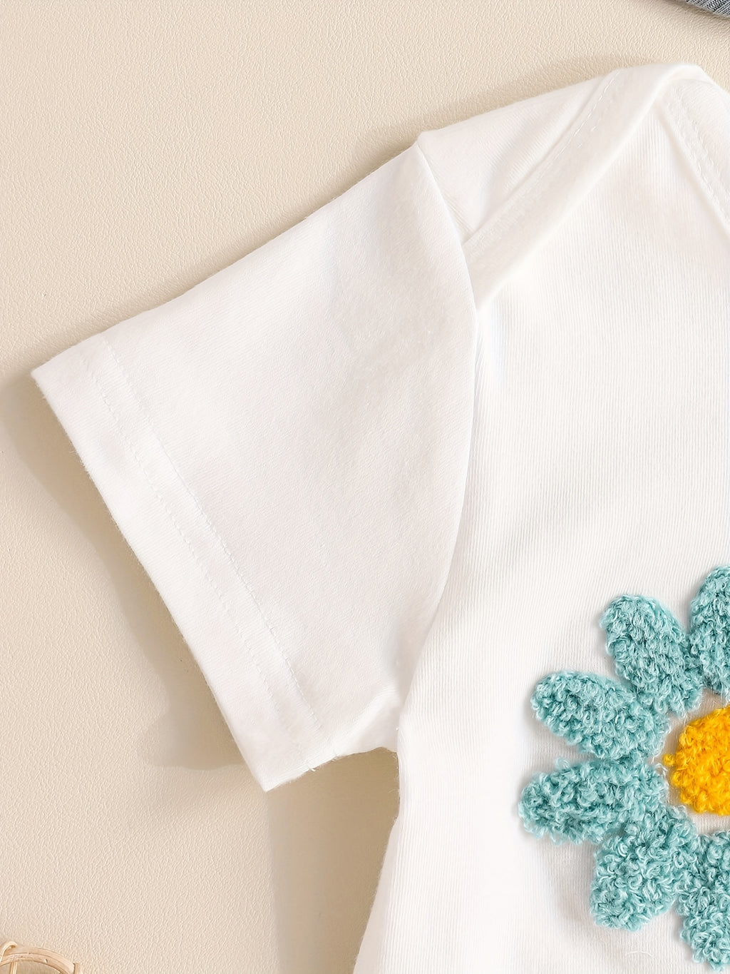 Baby's ONE Flower Embroidered 2pcs Summer Outfit