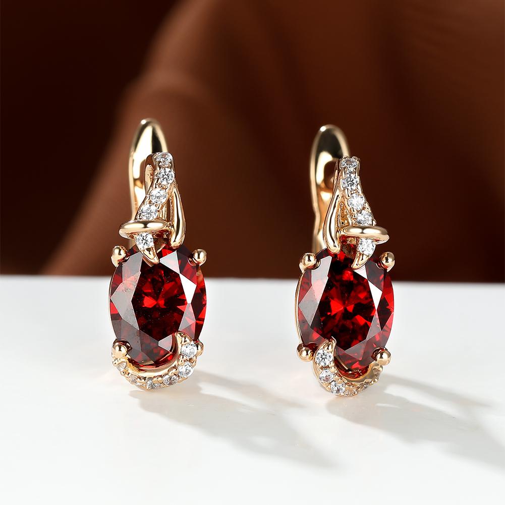 18K Gold Plated Blue Stone Stud Earrings oval