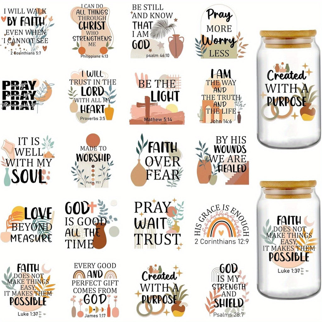 Boho Bible Verse DTF Cup Stickers