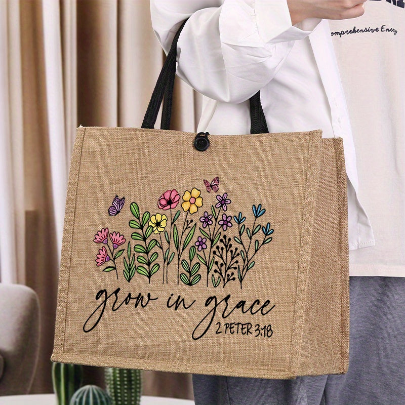Grow in Grace burlap bag