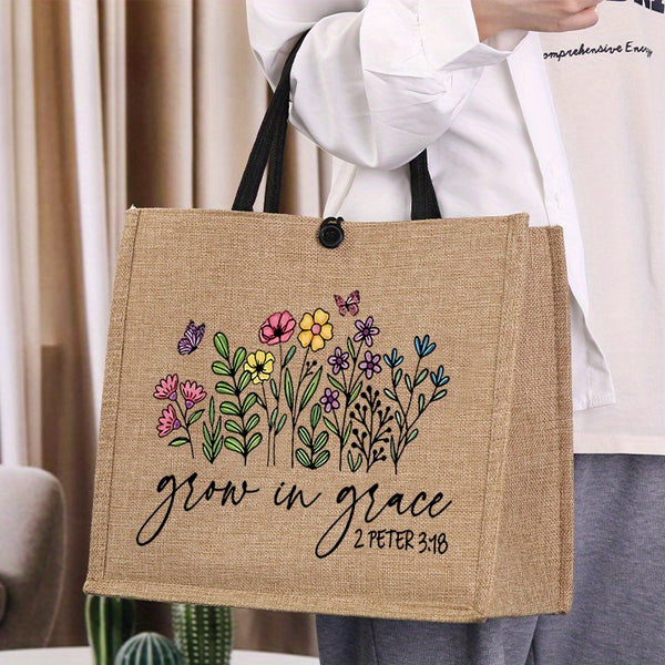 Grow in Grace burlap bag
