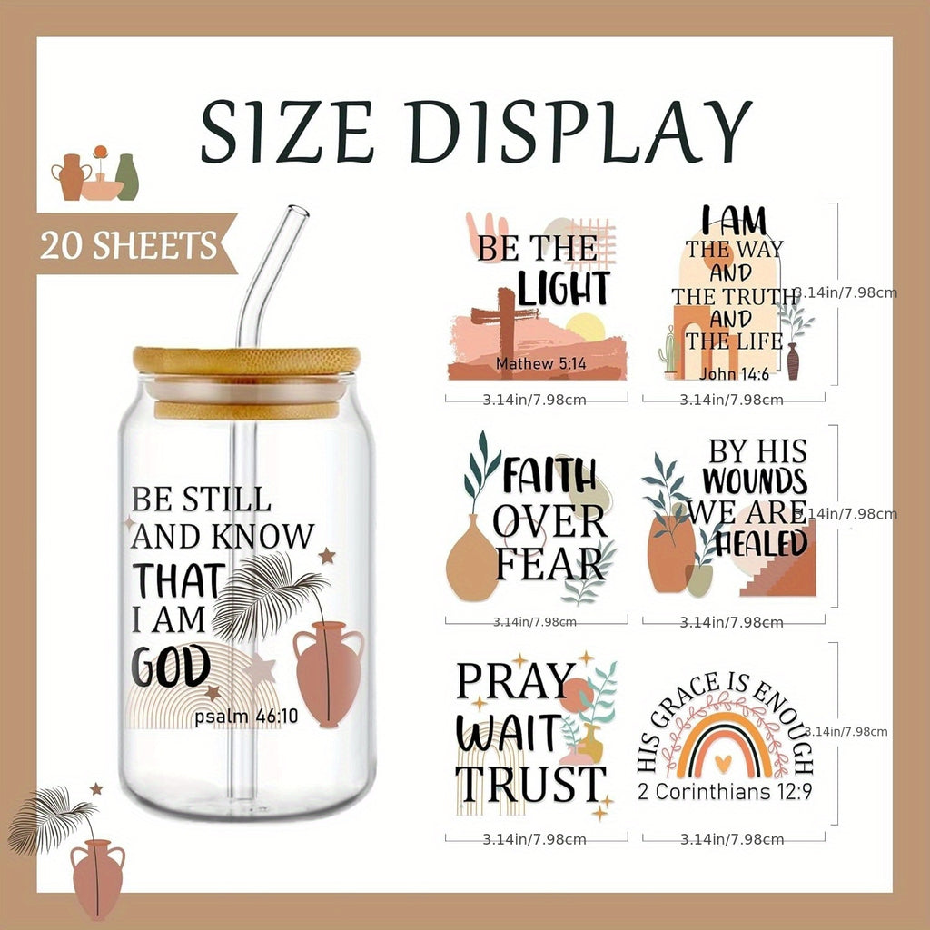 Boho Bible Verse DTF Cup Stickers