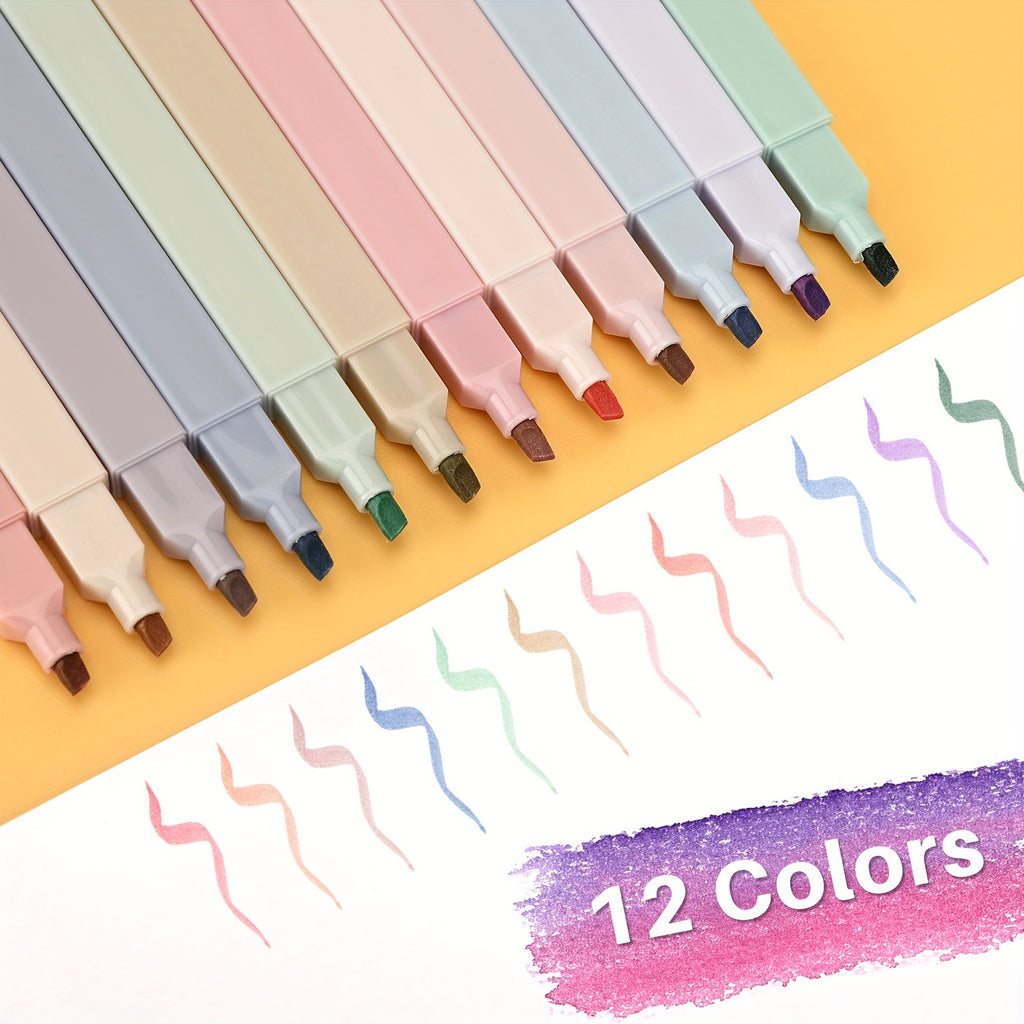 12pcs 12-Color Pastel Bible Highlighter Set