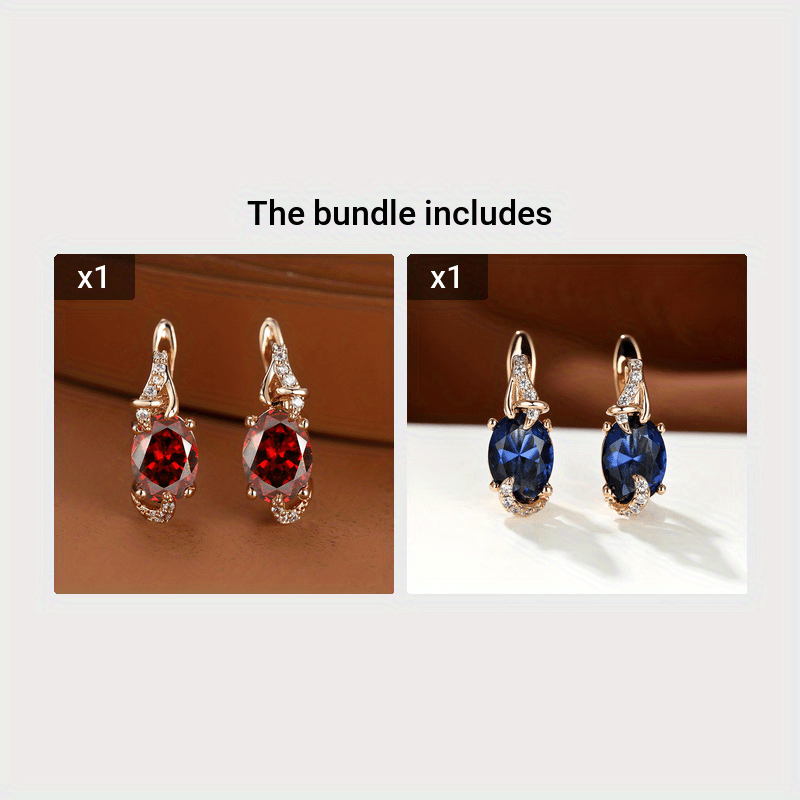 18K Gold Plated Blue Stone Stud Earrings oval