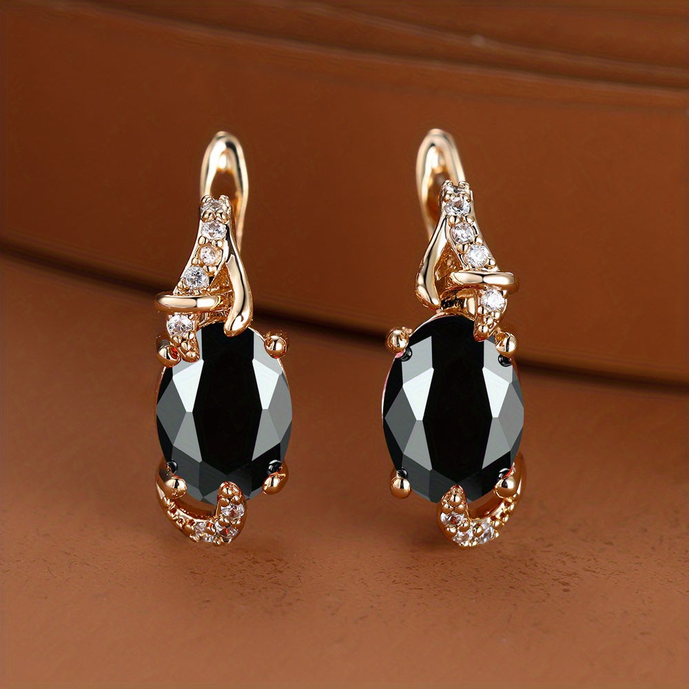 18K Gold Plated Blue Stone Stud Earrings oval