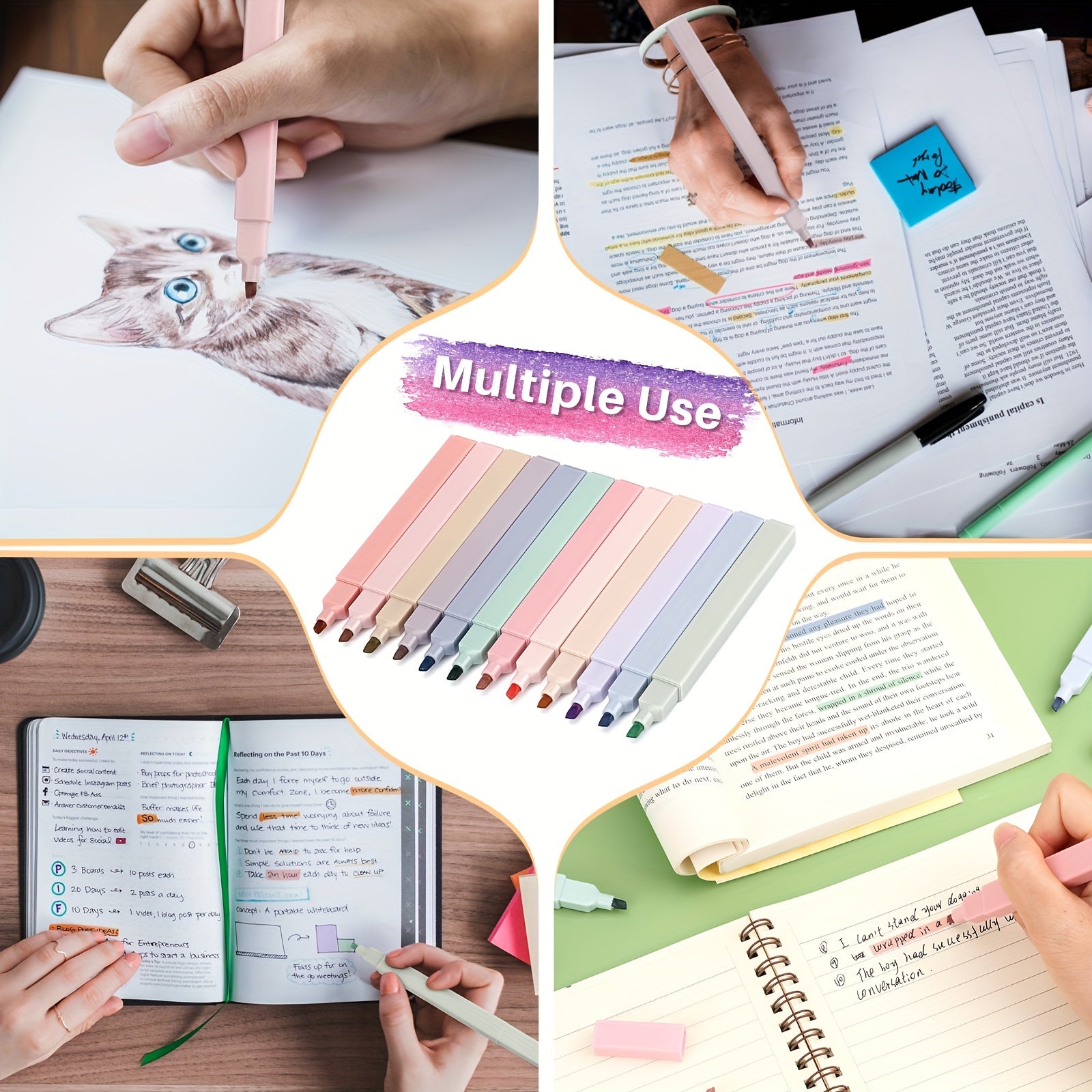 12pcs 12-Color Pastel Bible Highlighter Set