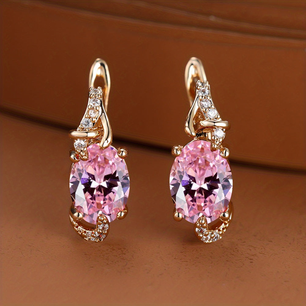 18K Gold Plated Blue Stone Stud Earrings oval