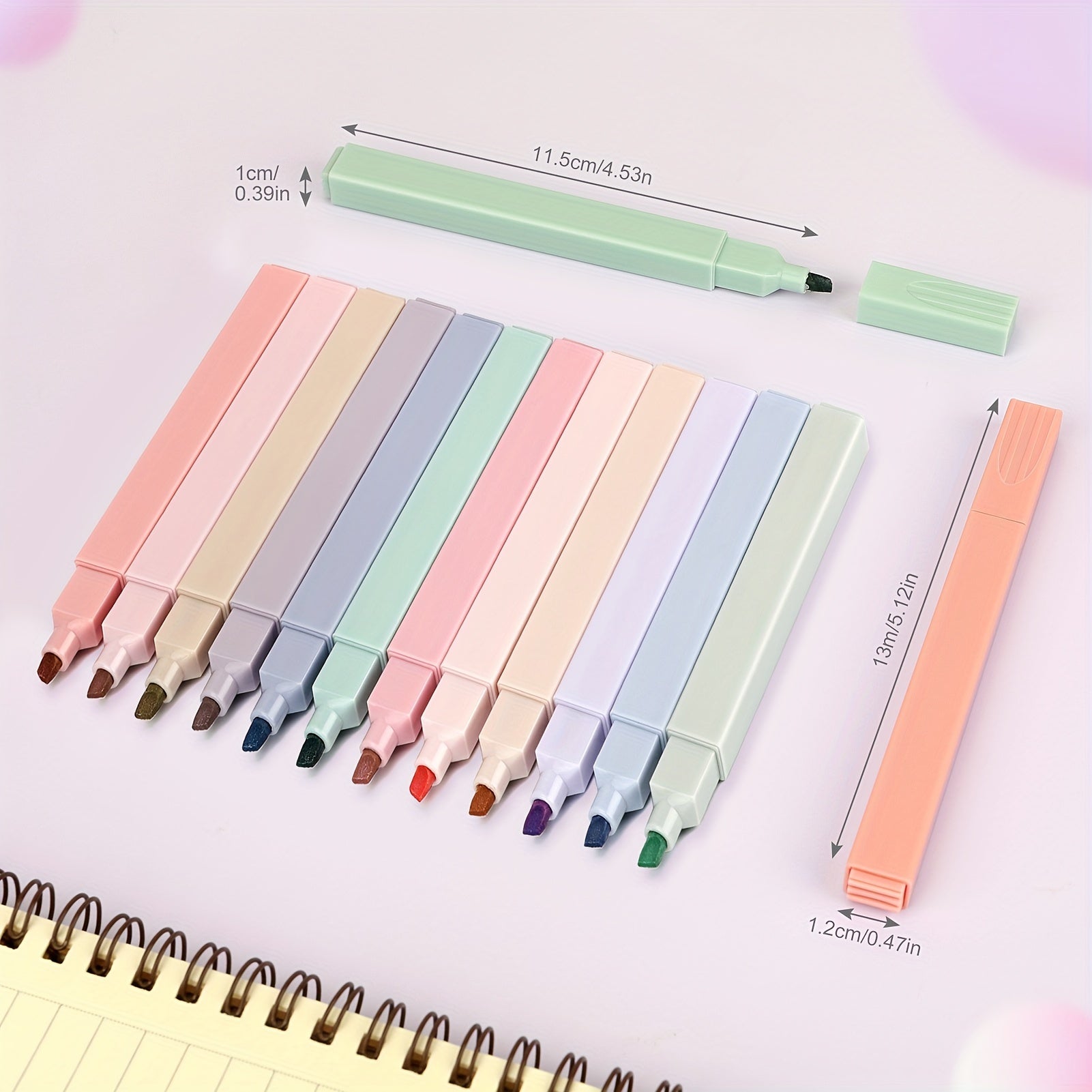12pcs 12-Color Pastel Bible Highlighter Set