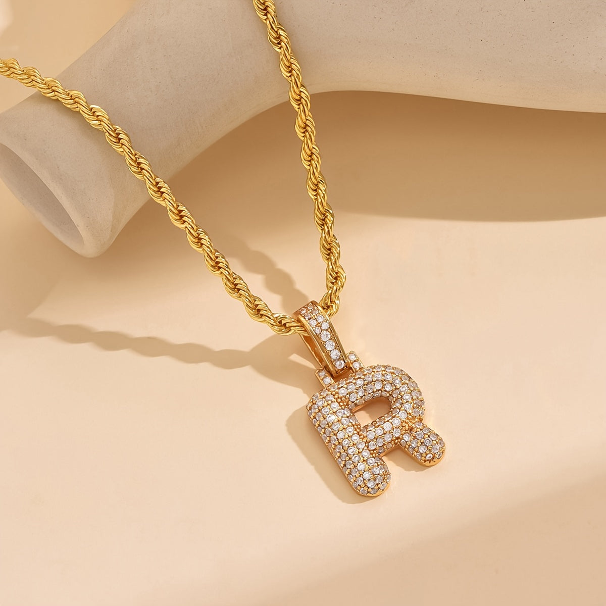 18K Gold Plated English Letter Full Of Luxury Chain Pendant Necklace Party Festival Jewelry Gift