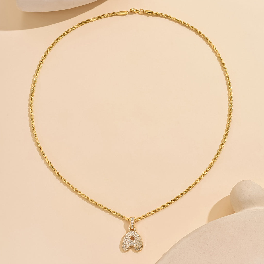 18K Gold Plated English Letter Full Of Luxury Chain Pendant Necklace Party Festival Jewelry Gift