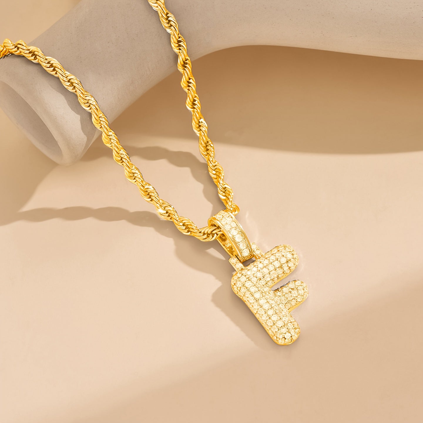 18K Gold Plated English Letter Full Of Luxury Chain Pendant Necklace Party Festival Jewelry Gift
