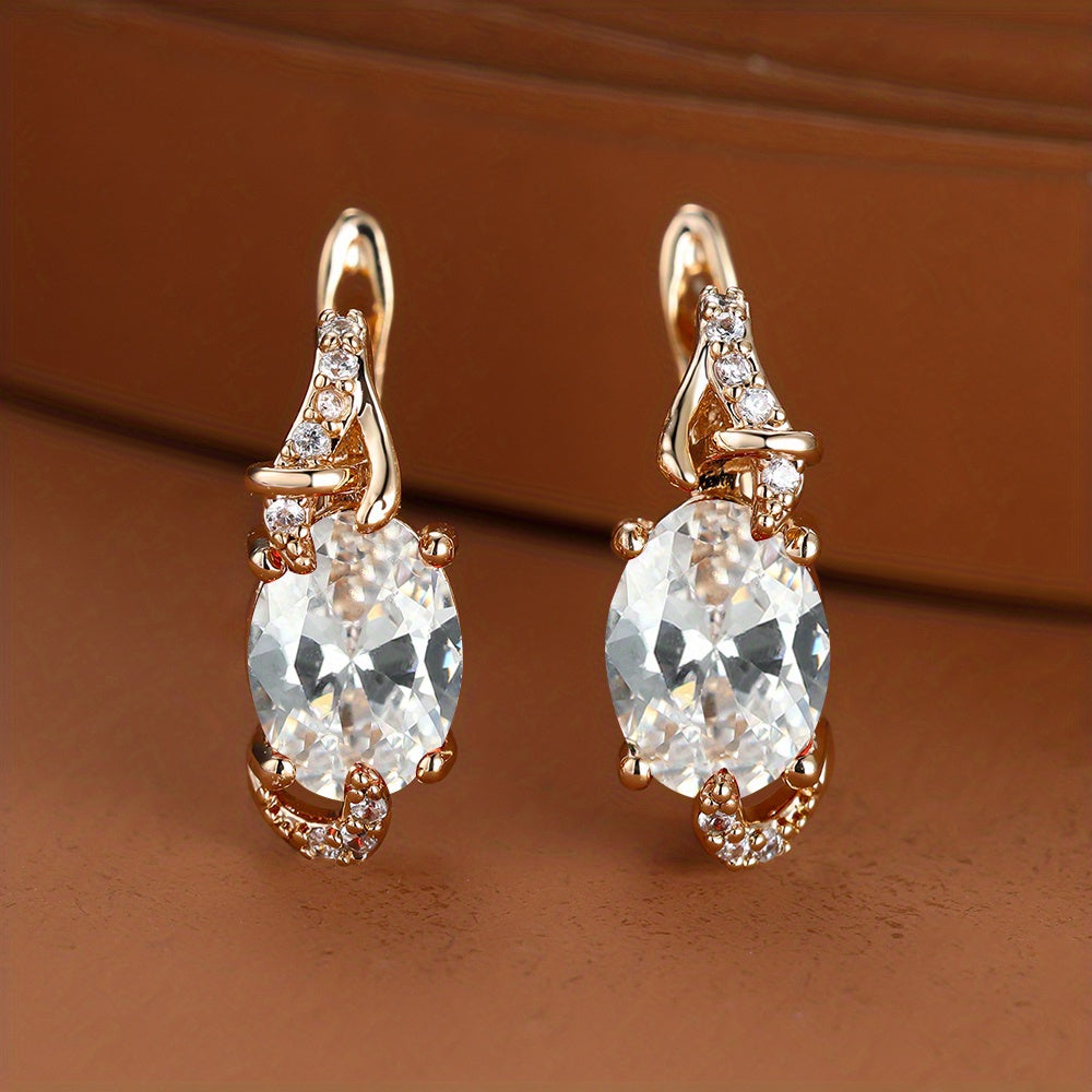 18K Gold Plated Blue Stone Stud Earrings oval