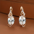 18K Gold Plated Blue Stone Stud Earrings oval