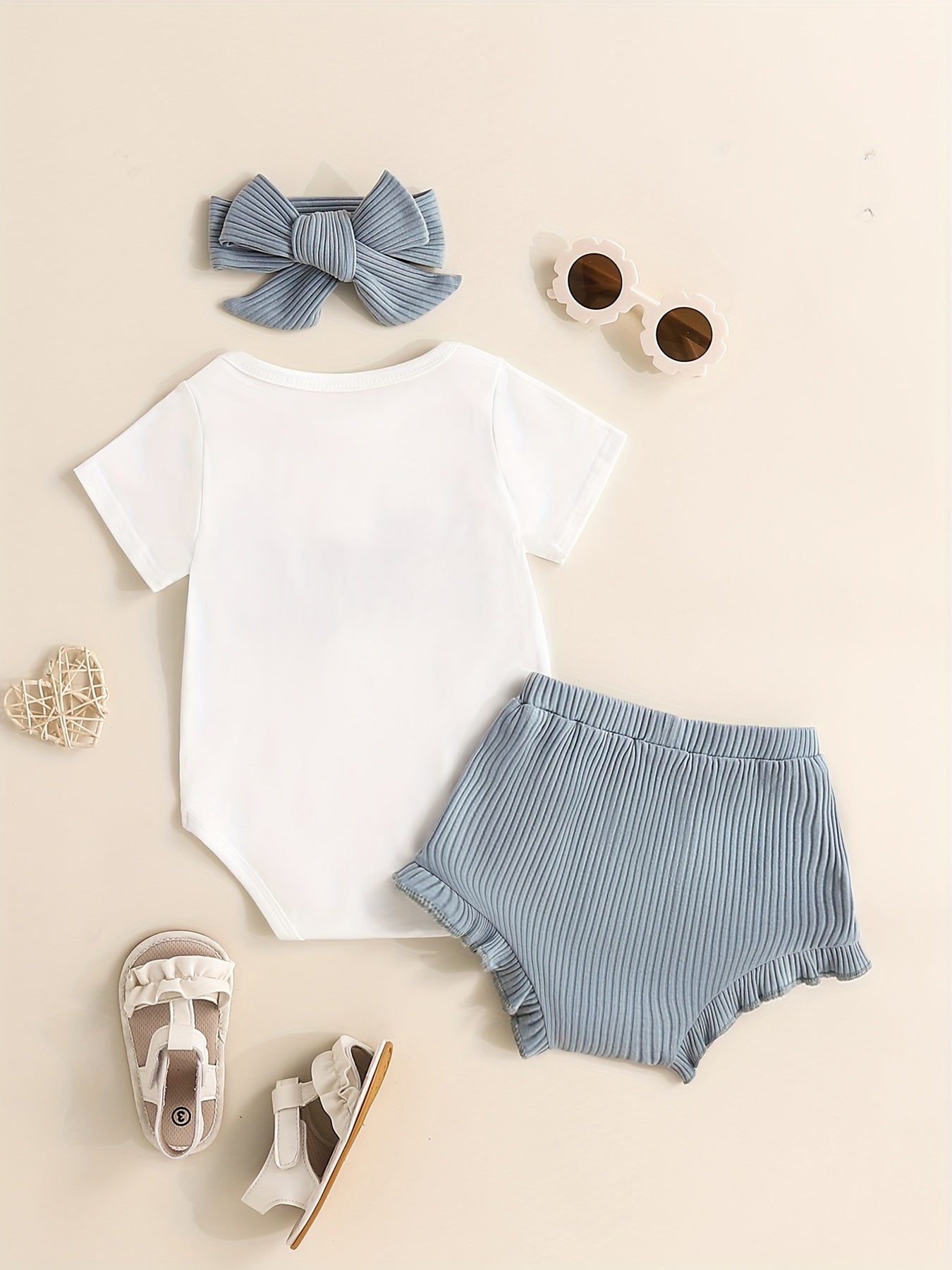 Baby's ONE Flower Embroidered 2pcs Summer Outfit