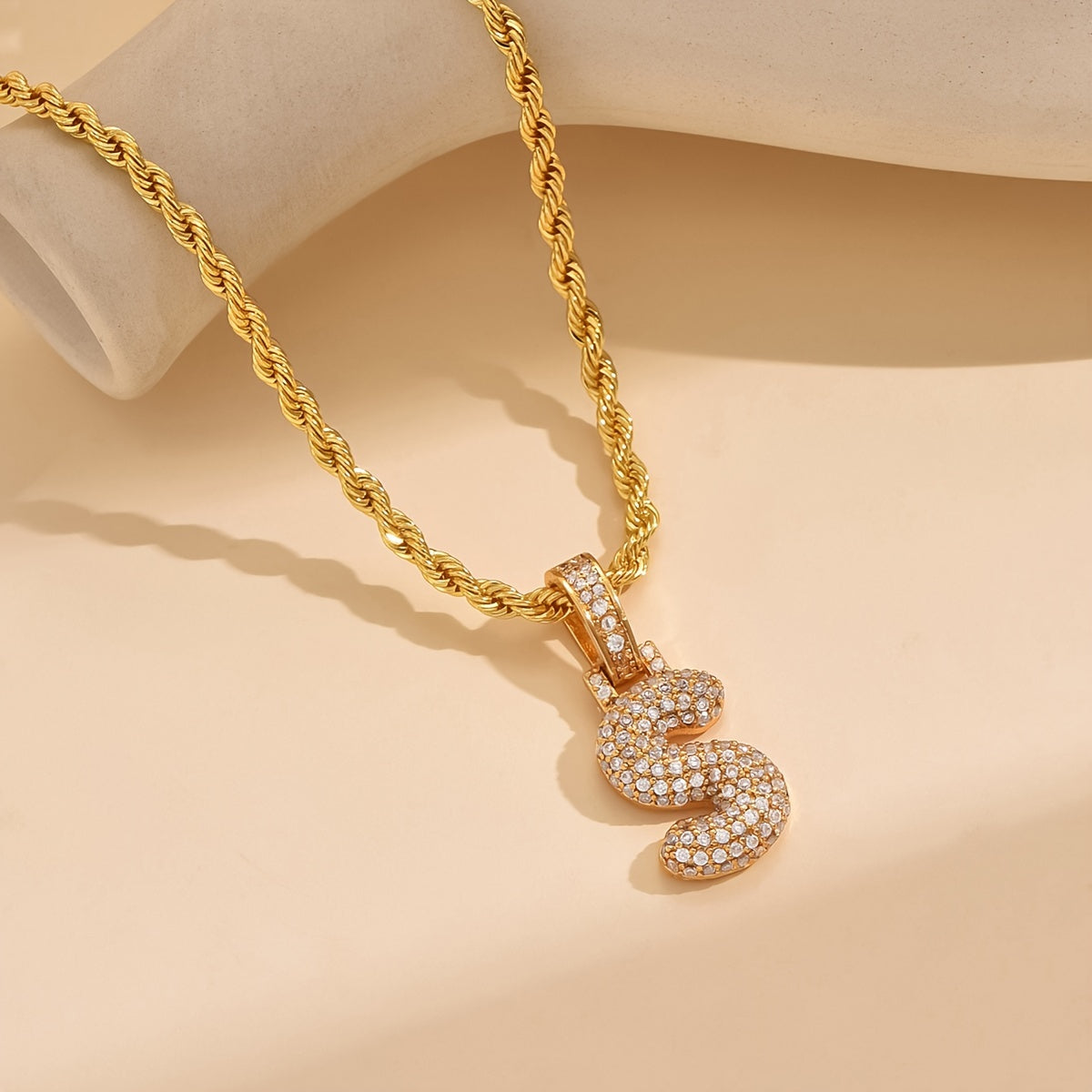 18K Gold Plated English Letter Full Of Luxury Chain Pendant Necklace Party Festival Jewelry Gift
