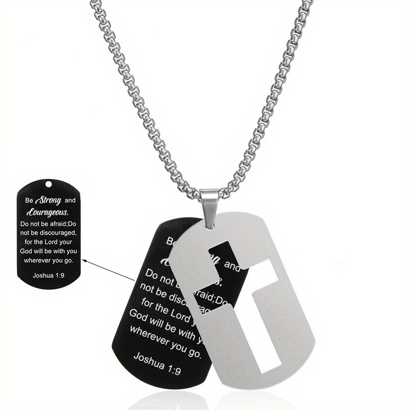 1pc Stainless Steel Dog Tag Cross Necklaces For Men