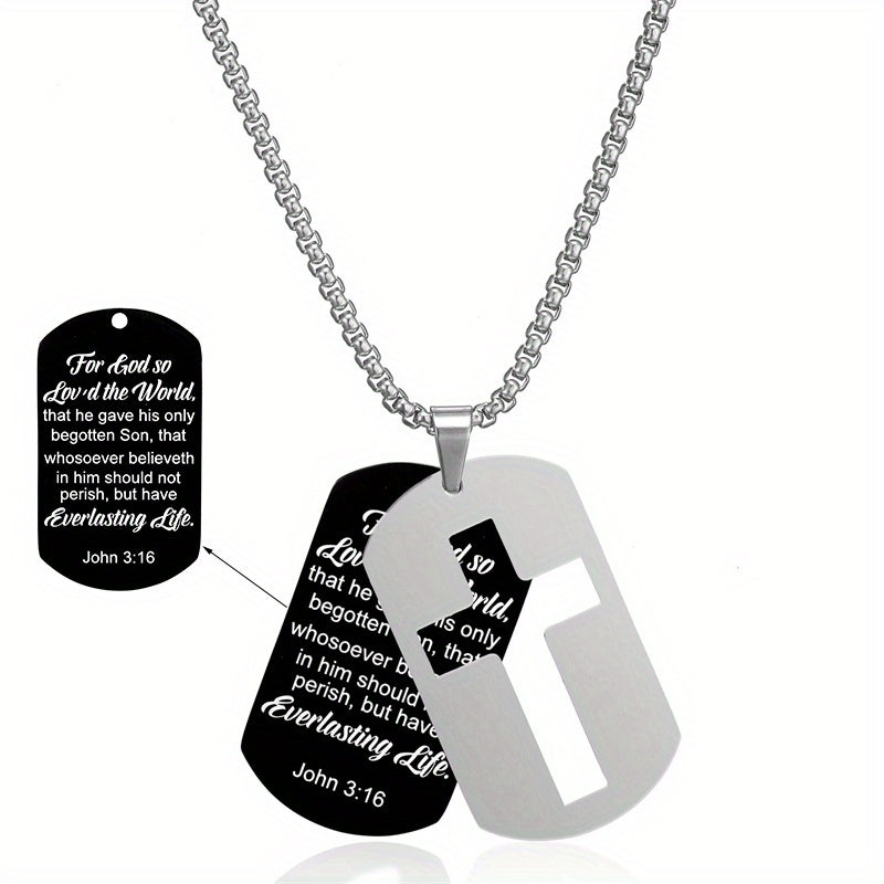 1pc Stainless Steel Dog Tag Cross Necklaces For Men