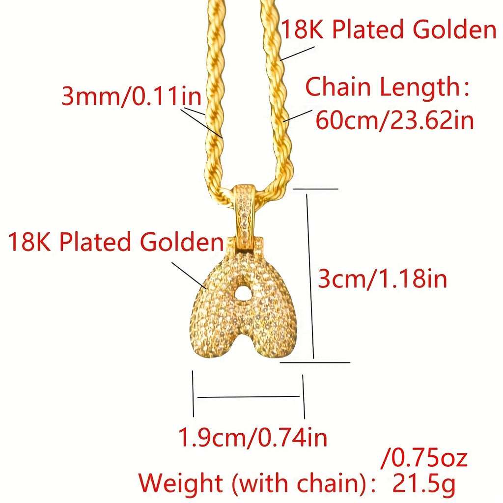 18K Gold Plated English Letter Full Of Luxury Chain Pendant Necklace Party Festival Jewelry Gift