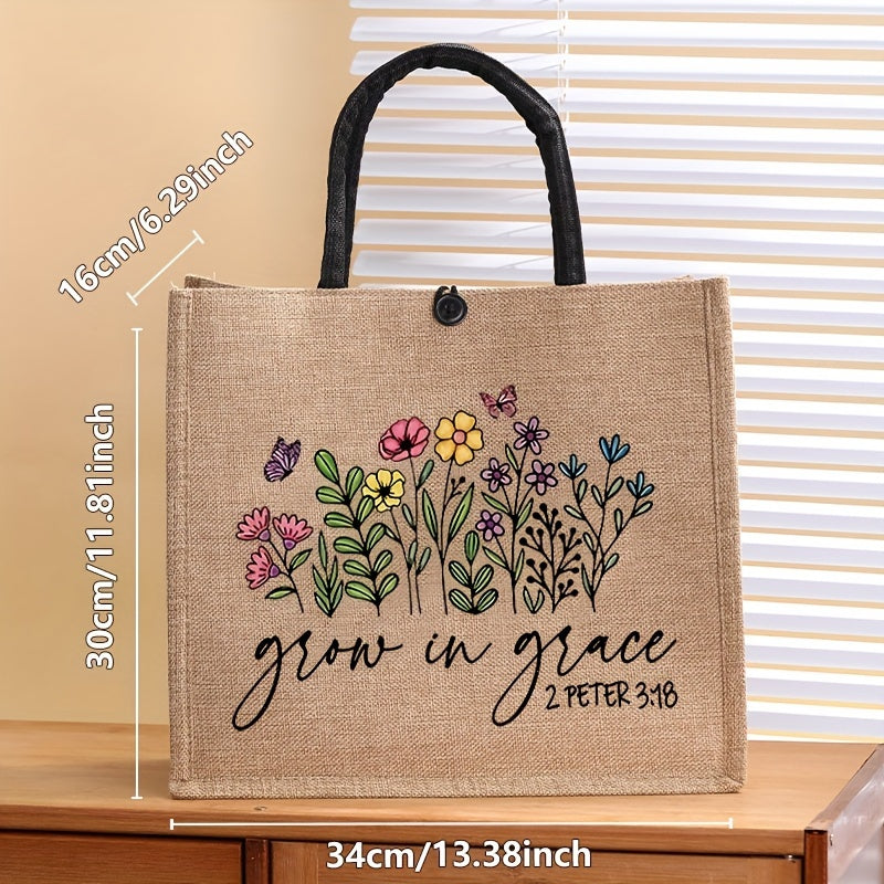 Grow in Grace burlap bag