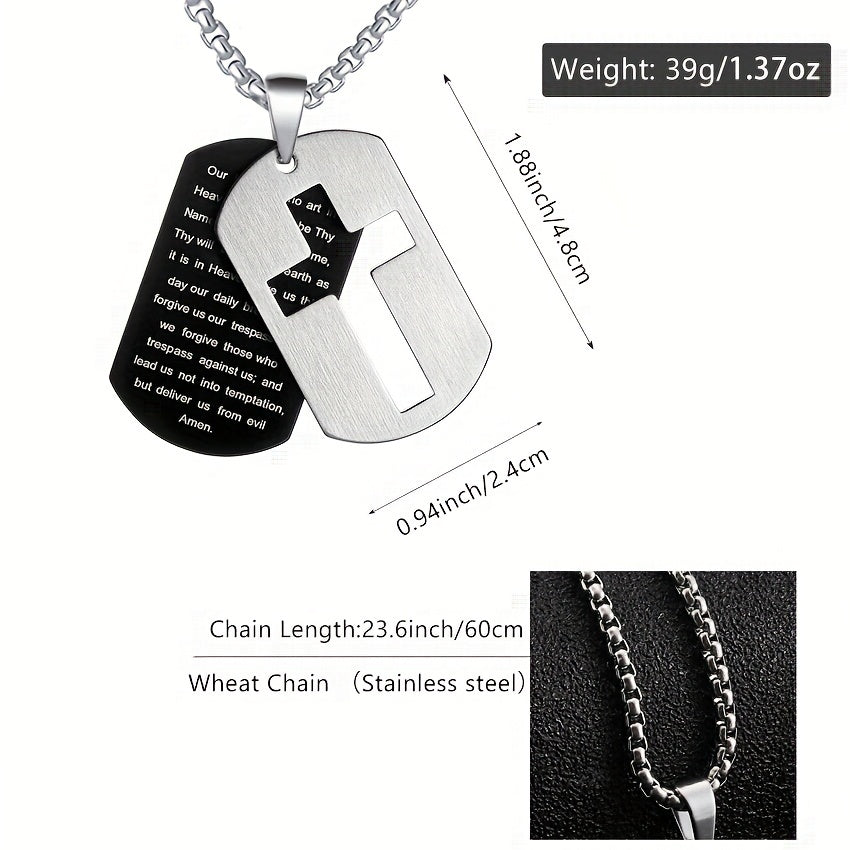 1pc Stainless Steel Dog Tag Cross Necklaces For Men
