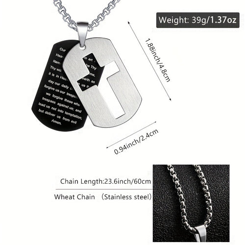1pc Stainless Steel Dog Tag Cross Necklaces For Men
