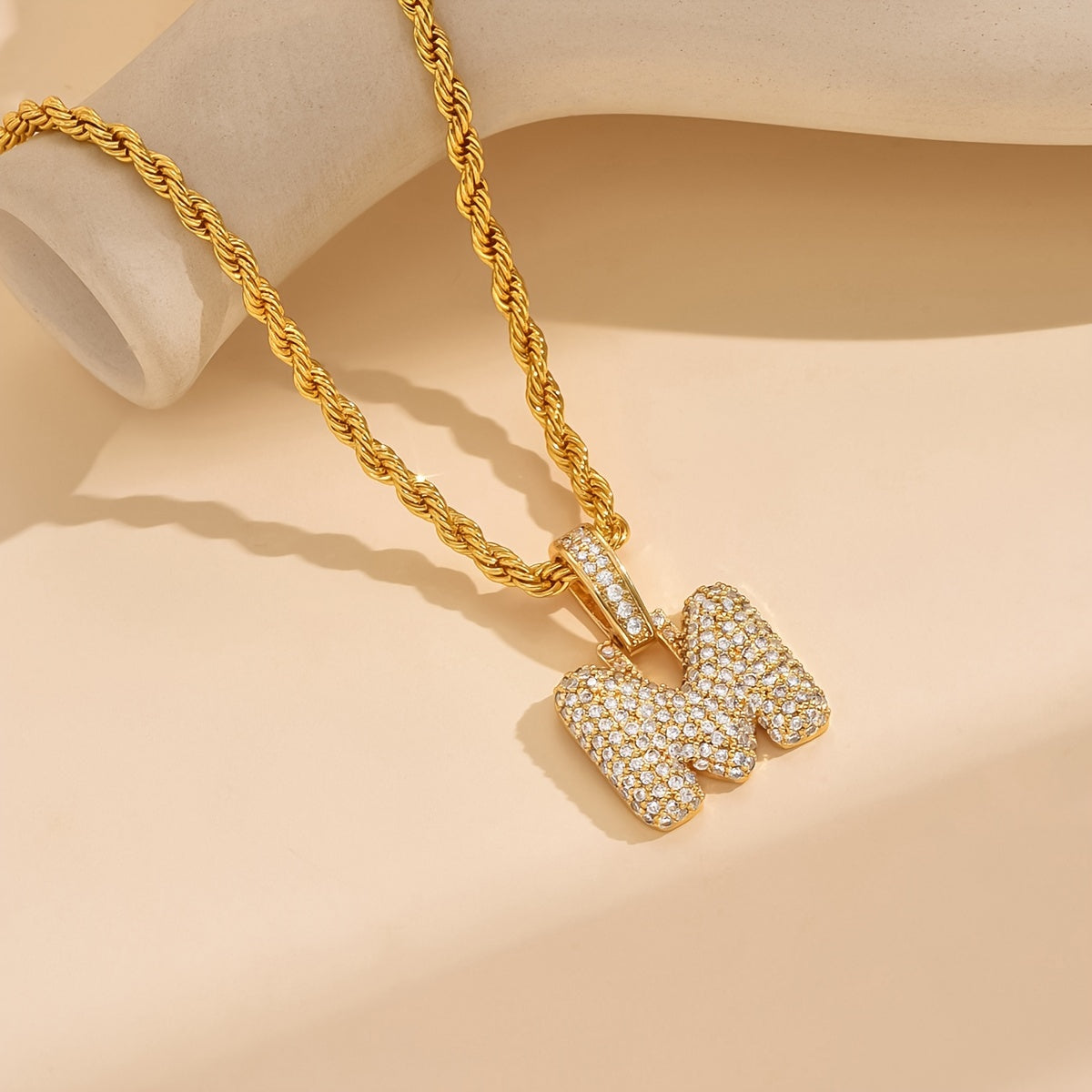 18K Gold Plated English Letter Full Of Luxury Chain Pendant Necklace Party Festival Jewelry Gift