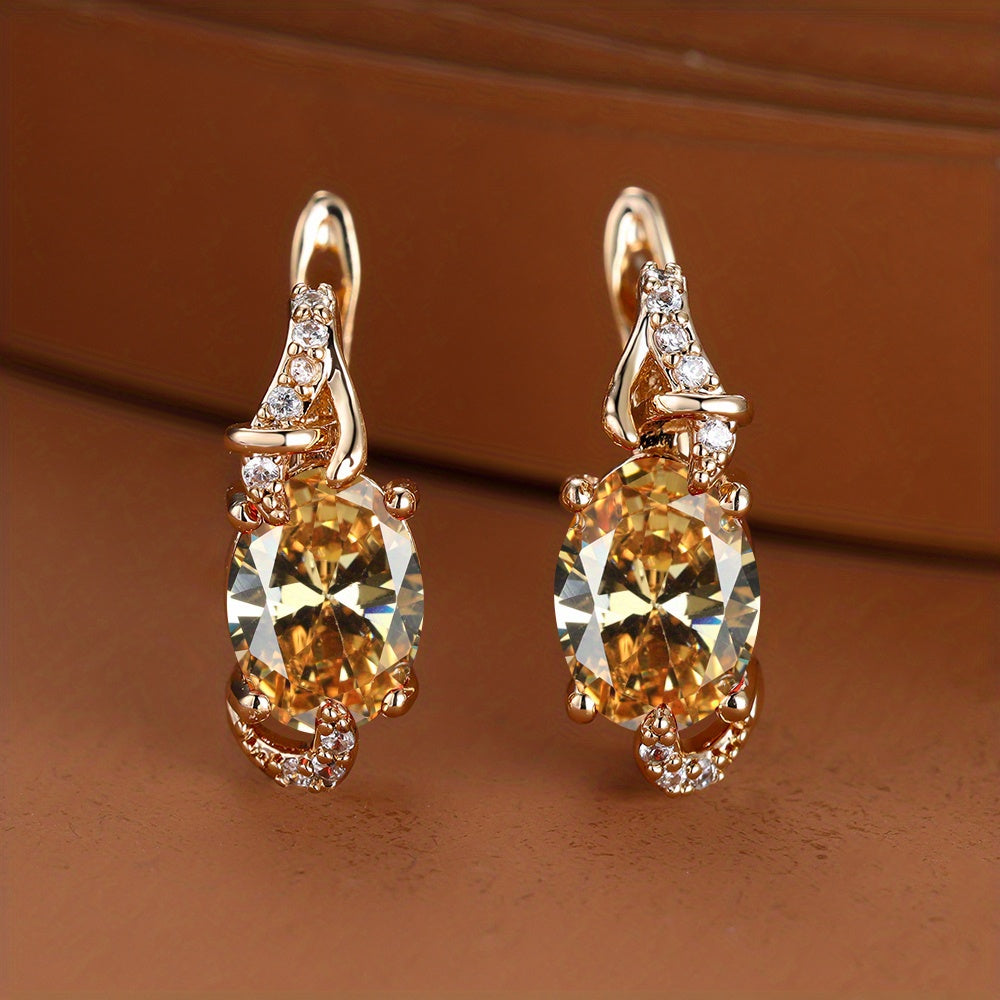 18K Gold Plated Blue Stone Stud Earrings oval
