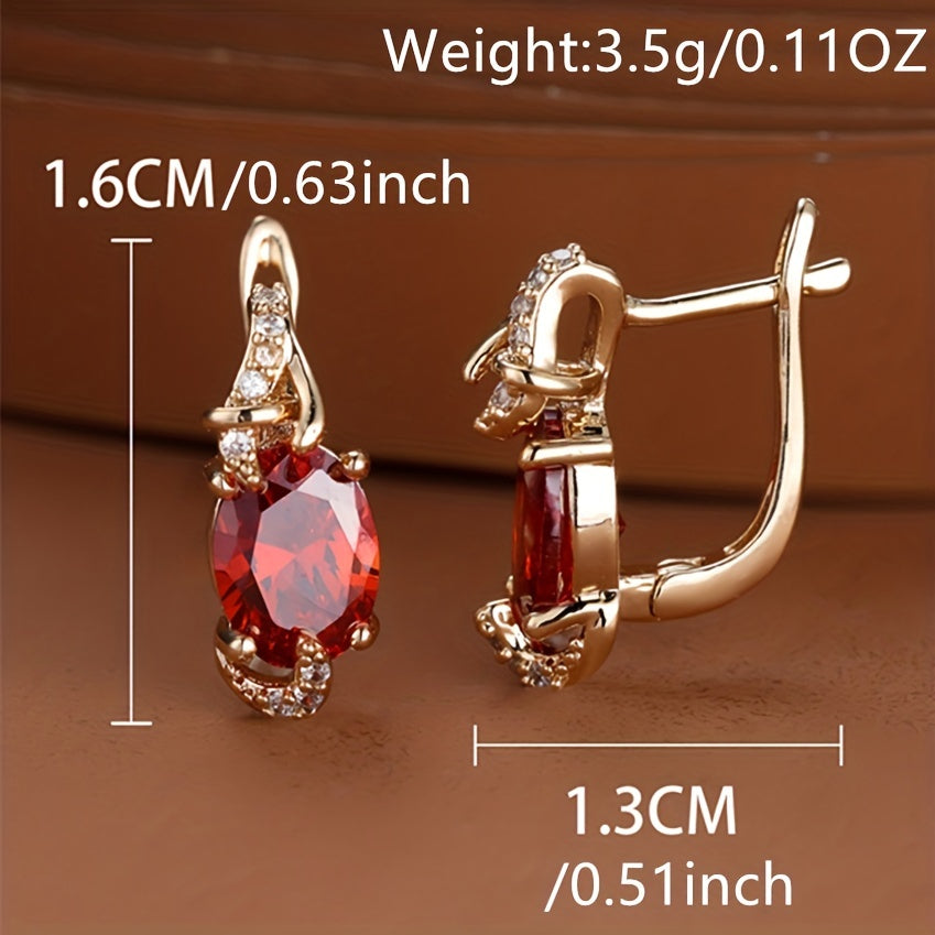 18K Gold Plated Blue Stone Stud Earrings oval