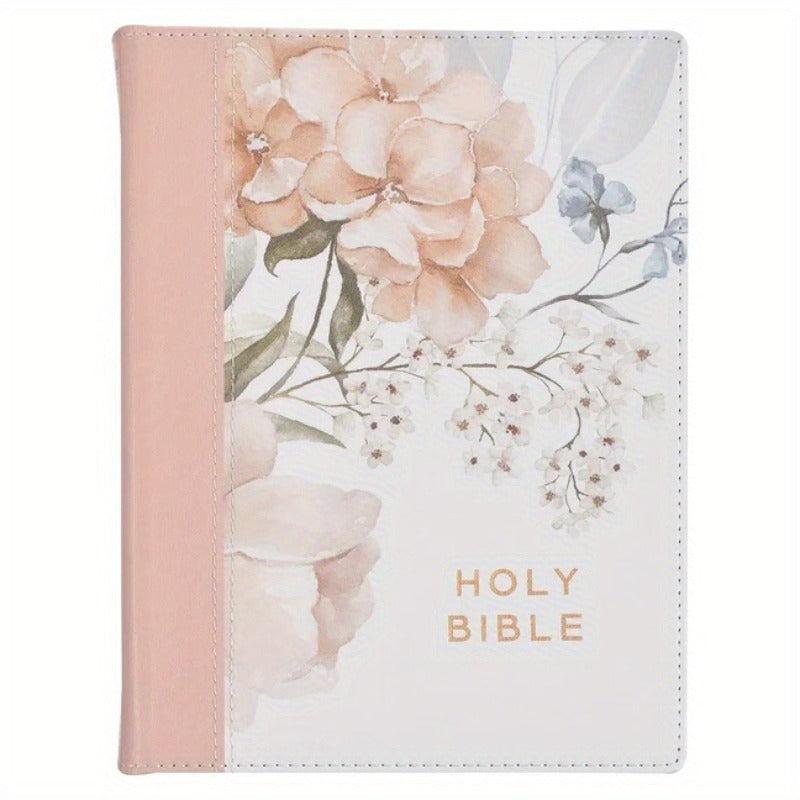 Bible Faux Leather Pink Floral Print, (Hardcover)