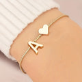Letter Mini Love Heart Thin Chain Bracelet