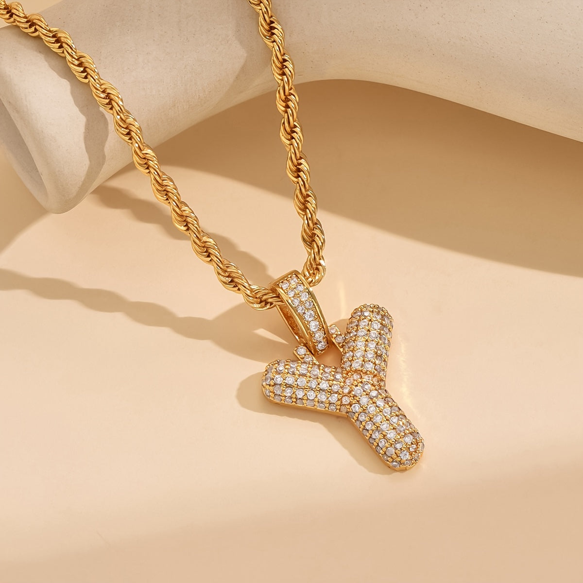18K Gold Plated English Letter Full Of Luxury Chain Pendant Necklace Party Festival Jewelry Gift