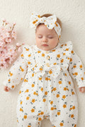 Baby's Bowknot Decor Flower Pattern Cotton Bodysuit