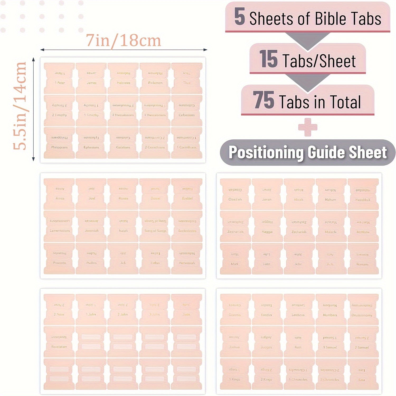 75 Tabs Bible Index Cards