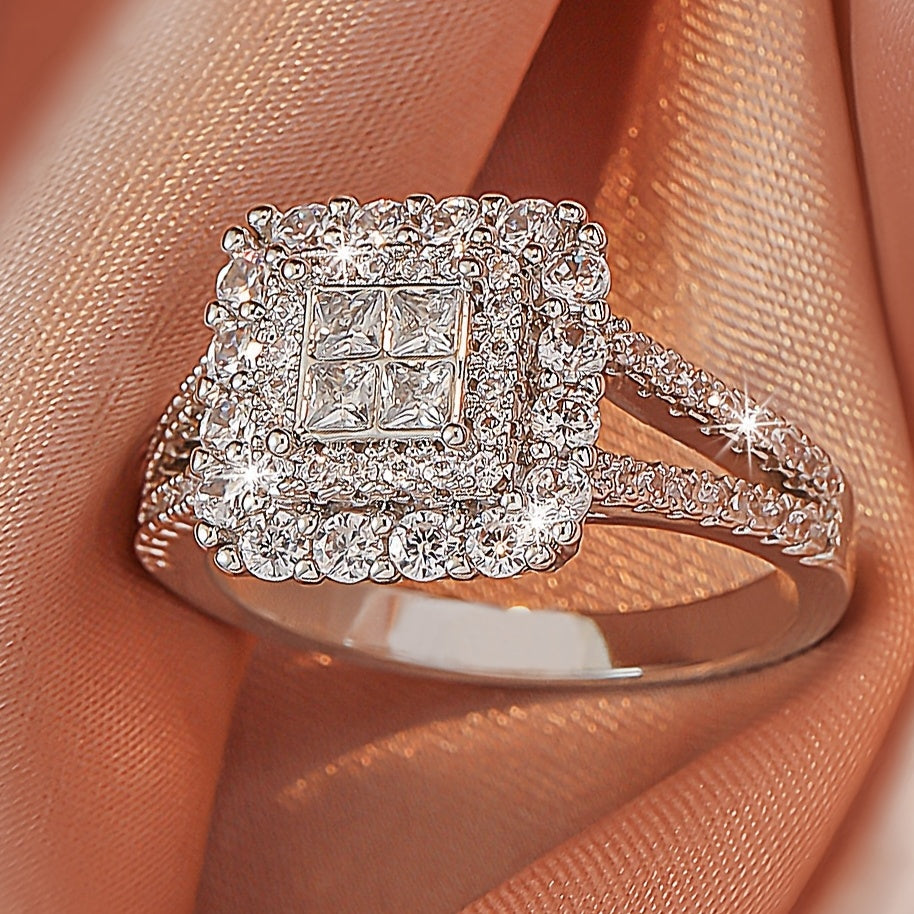 White Synthetic Zirconia Large Multi Row Rings