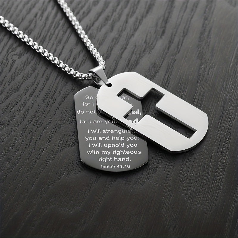 1pc Stainless Steel Dog Tag Cross Necklaces For Men