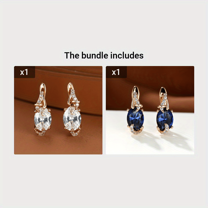 18K Gold Plated Blue Stone Stud Earrings oval