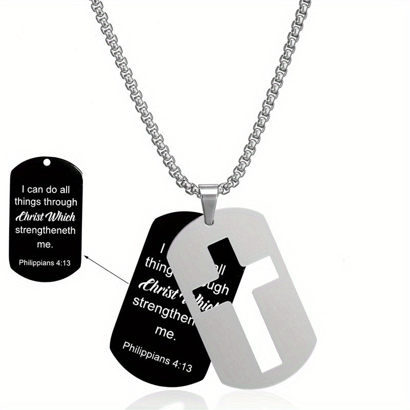 1pc Stainless Steel Dog Tag Cross Necklaces For Men