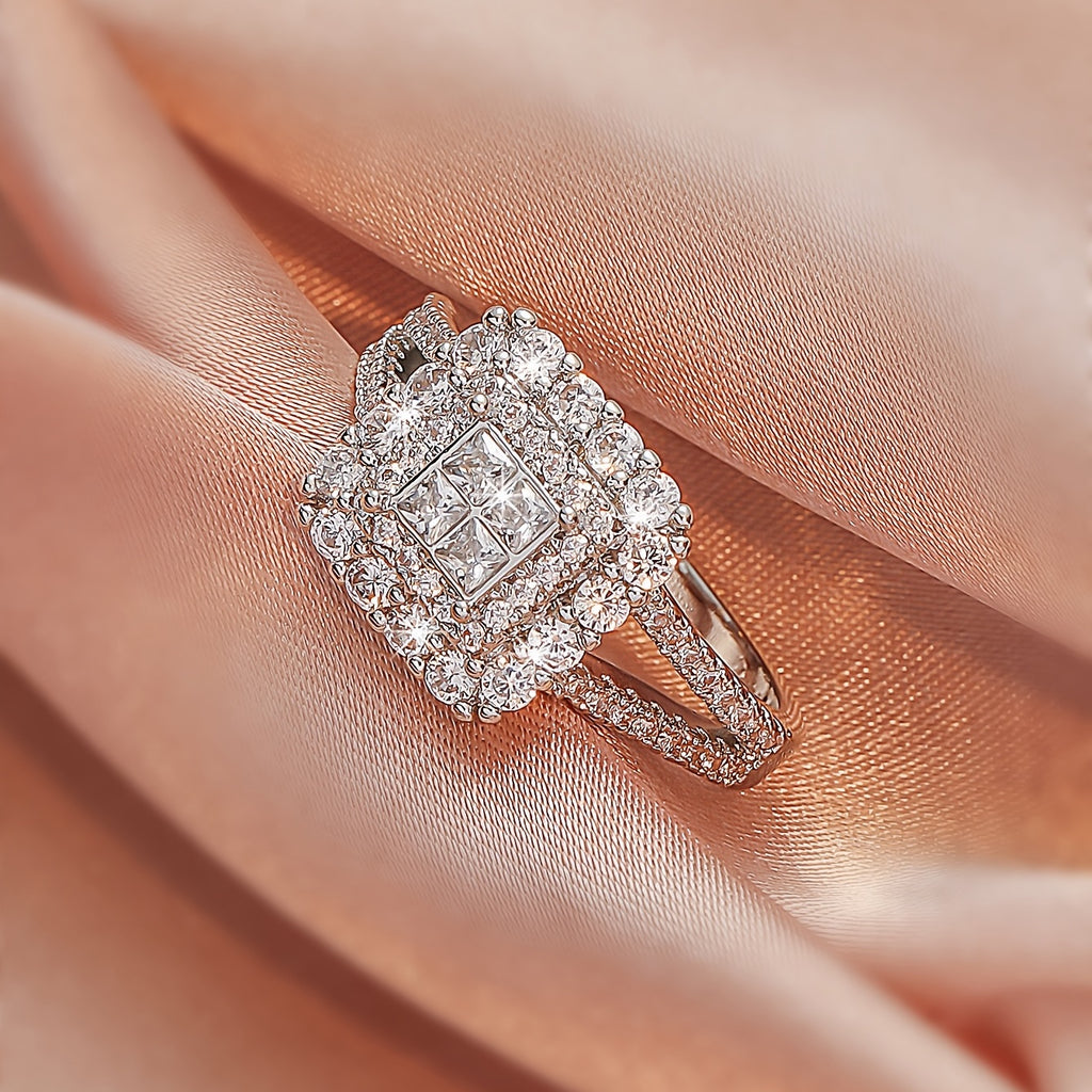 White Synthetic Zirconia Large Multi Row Rings