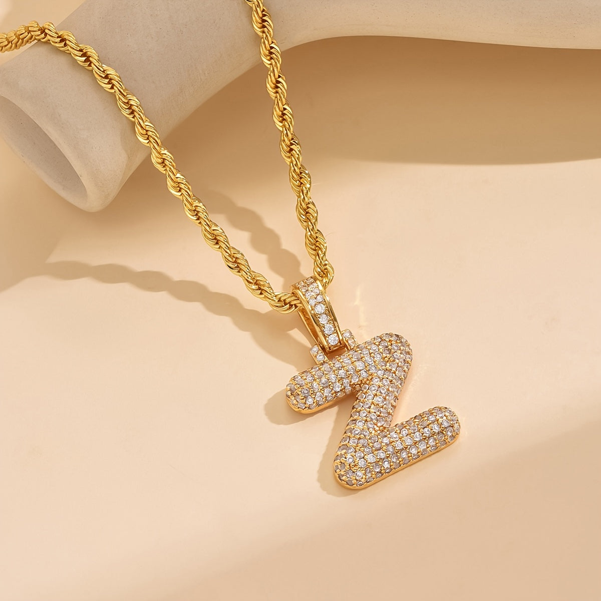 18K Gold Plated English Letter Full Of Luxury Chain Pendant Necklace Party Festival Jewelry Gift