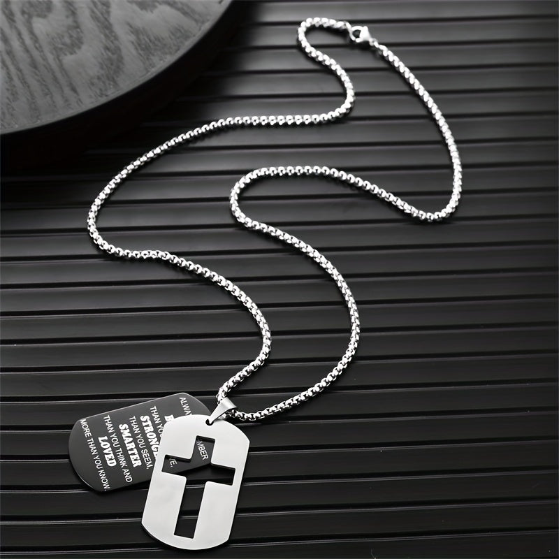 1pc Stainless Steel Dog Tag Cross Necklaces For Men