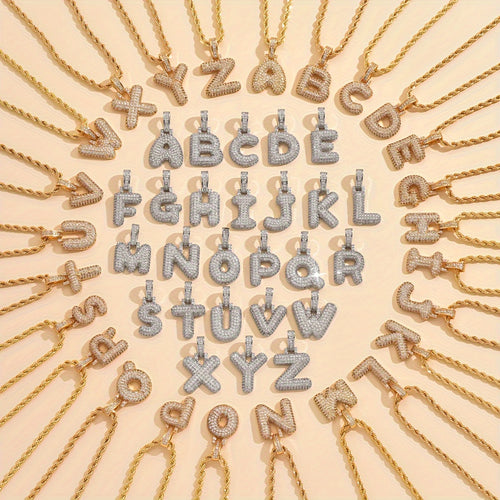 18K Gold Plated English Letter Full Of Luxury Chain Pendant Necklace Party Festival Jewelry Gift