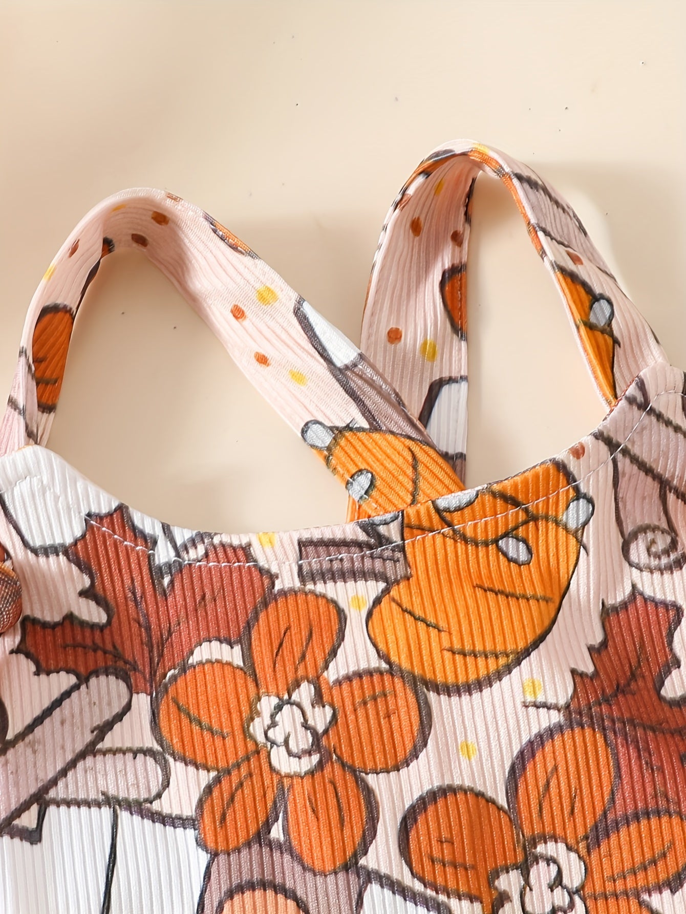 Baby's Colorful Flower Pattern Ribbed Jumpsuit