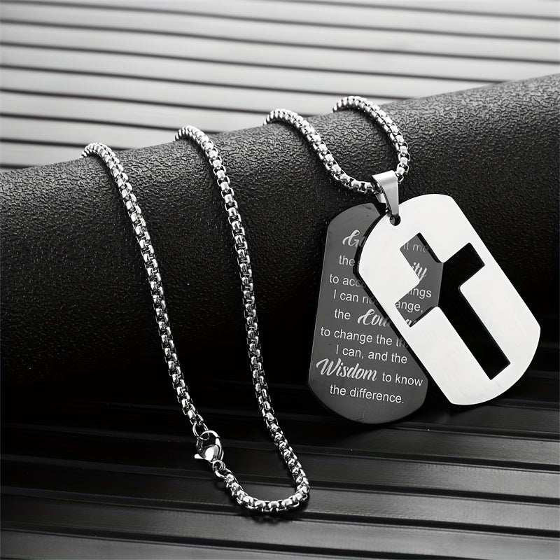 1pc Stainless Steel Dog Tag Cross Necklaces For Men