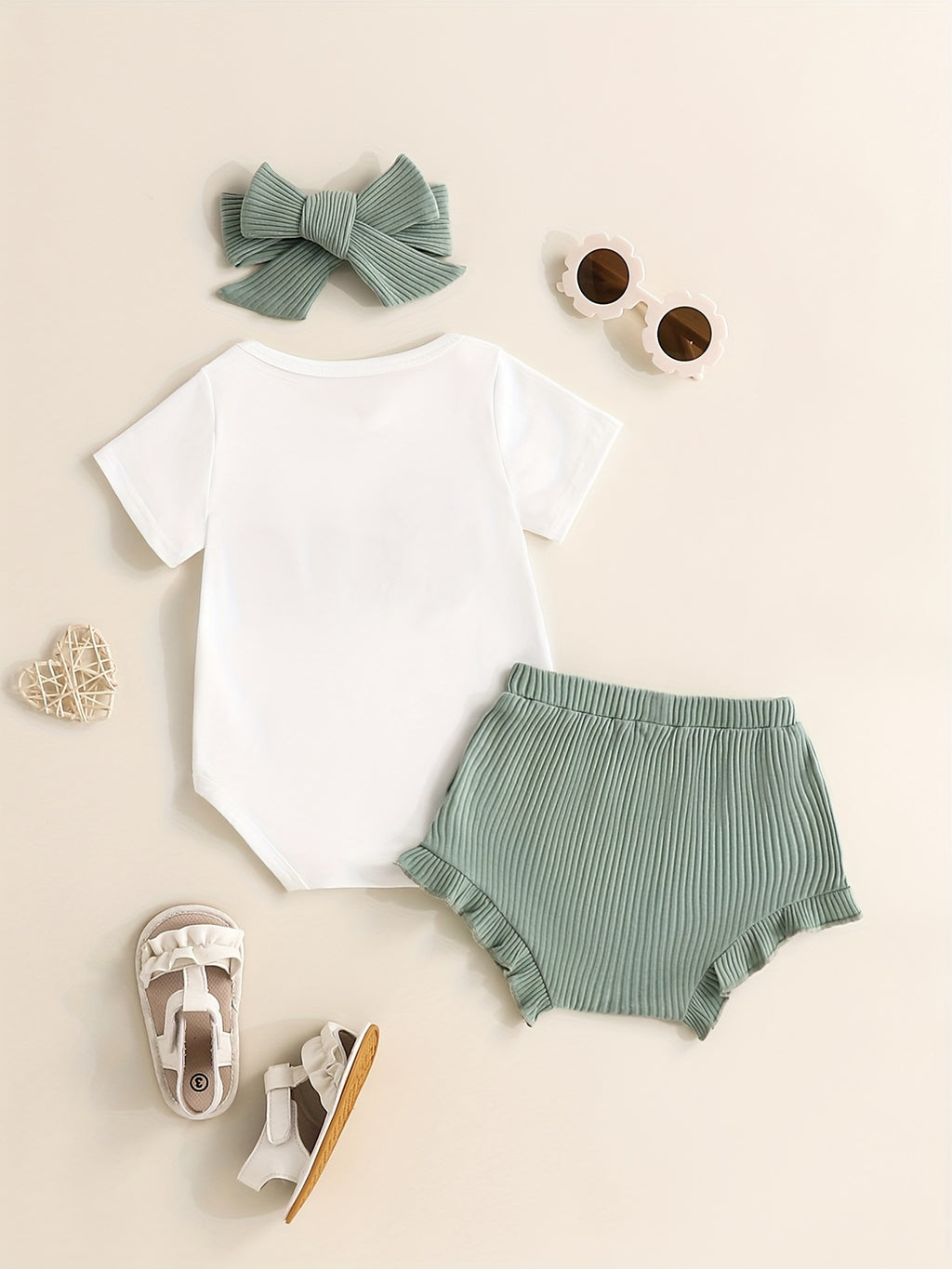 Baby's ONE Flower Embroidered 2pcs Summer Outfit