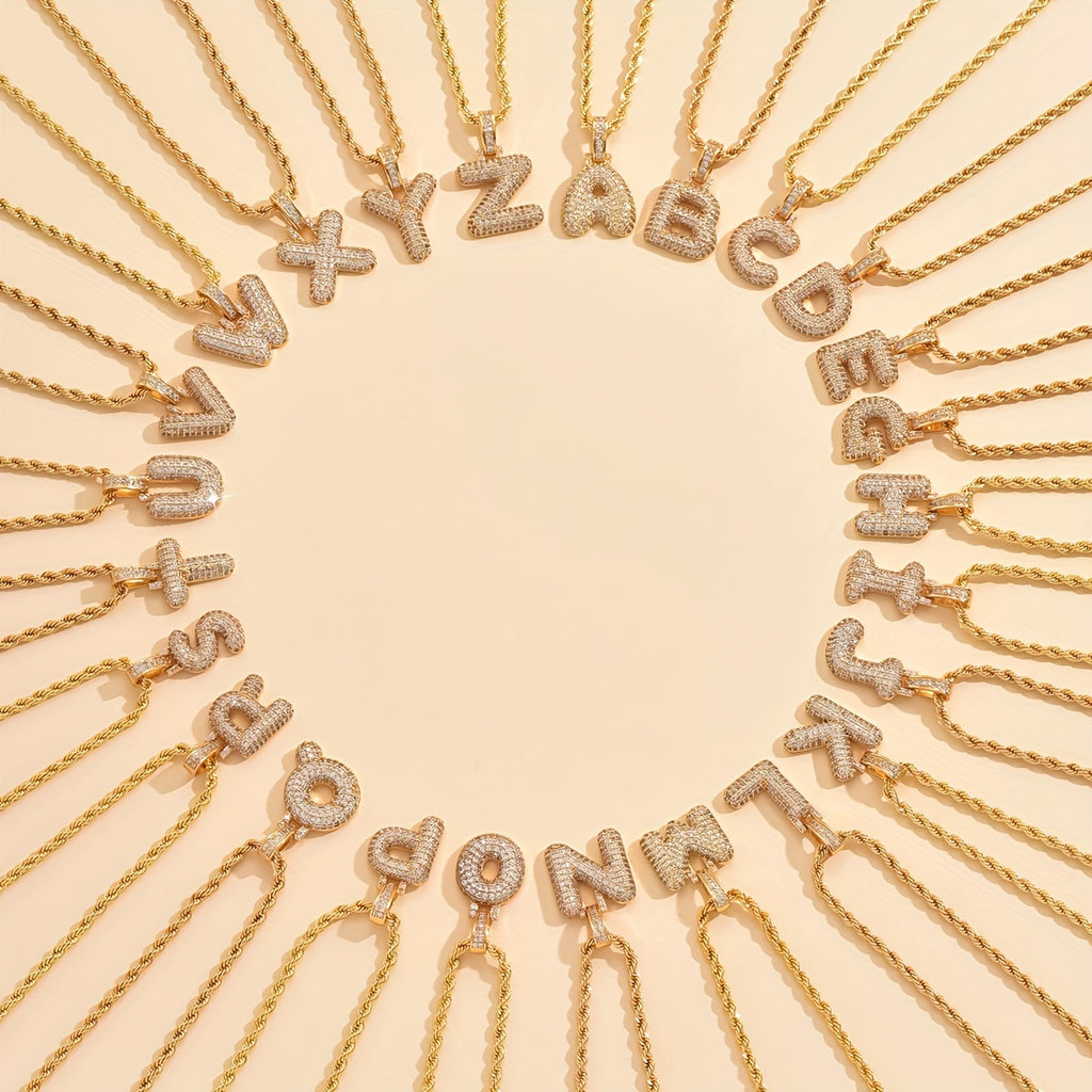 18K Gold Plated English Letter Full Of Luxury Chain Pendant Necklace Party Festival Jewelry Gift